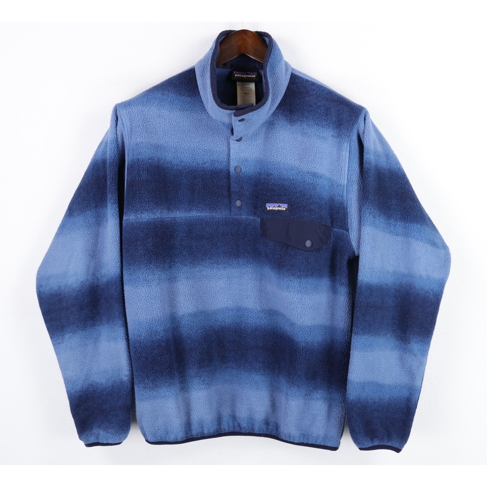 Patagonia Synchilla Snap-T Pullover Mens Small Blue Ombre Stripe Gorpcore